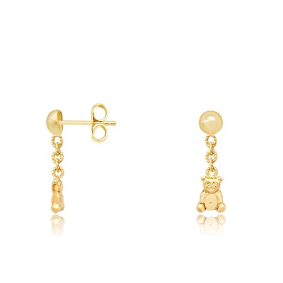 14 Ayar Sarı Altın Ayı  Figürlü Küpe