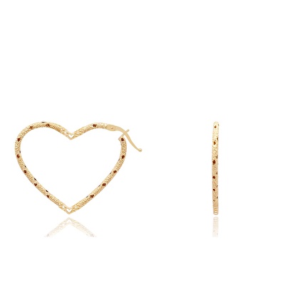 14 Ayar Sarı Altın Kalp Figürlü Küpe