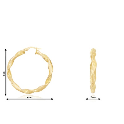 14 Ayar Sarı Altın Burgu Halka Küpe