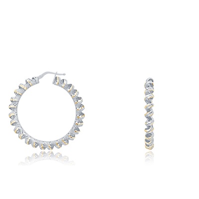 14 Ayar Beyaz Altın Burgu Halka Küpe