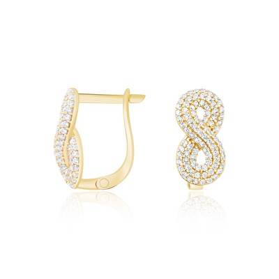 14 Ayar Sarı Altın Taşlı J Küpe