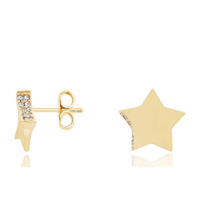 14 Ayar Sarı Altın Yıldız Figürlü Küpe