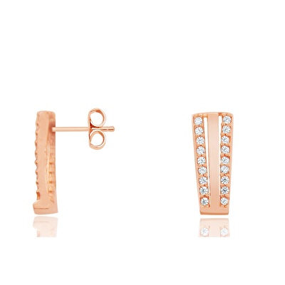 14 Ayar Rose Altın Taşlı Küpe