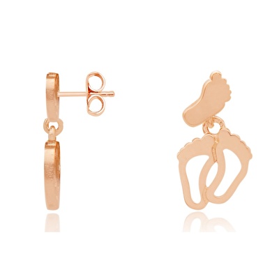 14 Ayar Rose Altın Ayak İzi Figürlü Küpe