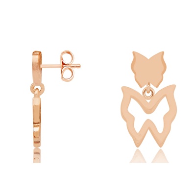 14 Ayar Rose Altın Kelebek Küpe