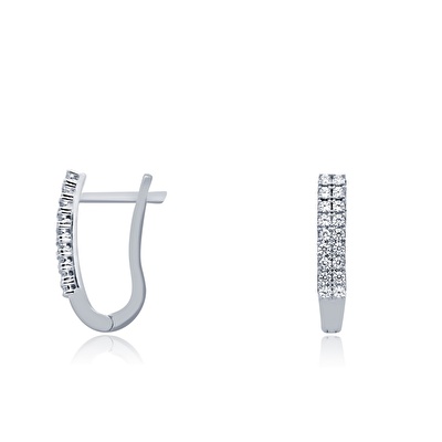 14 Ayar Beyaz Altın Taşlı Suyolu Küpe