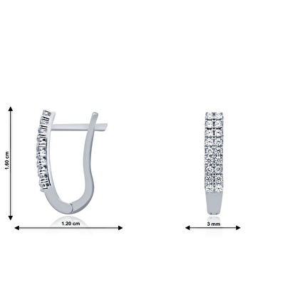 14 Ayar Beyaz Altın Taşlı Suyolu Küpe