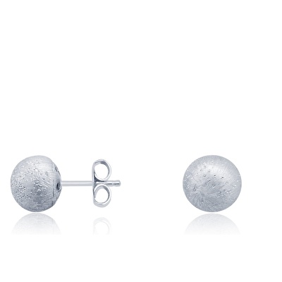 14 Ayar Beyaz Altın Top Küpe