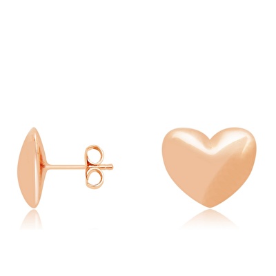 14 Ayar Rose Altın Kalp Figürlü Küpe