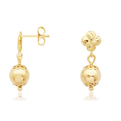 14 Ayar Sarı Altın Toplu Küpe