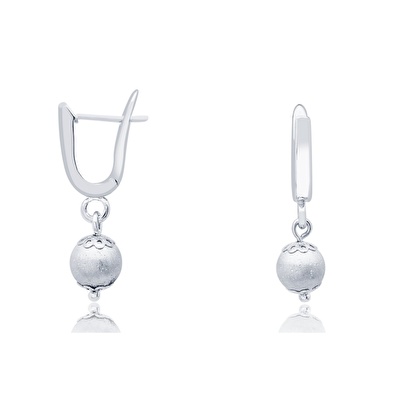 14 Ayar Beyaz Altın Toplu Küpe