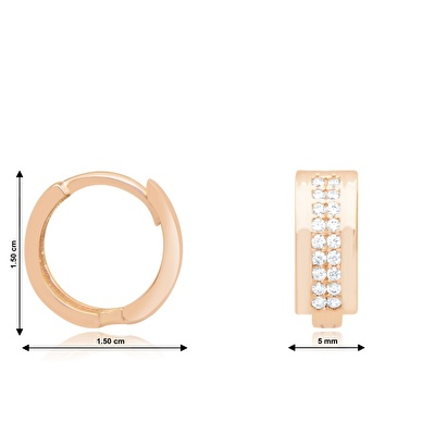14 Ayar Rose Altın Taşlı Halka Küpe