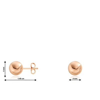 14 Ayar Rose Altın Top Küpe