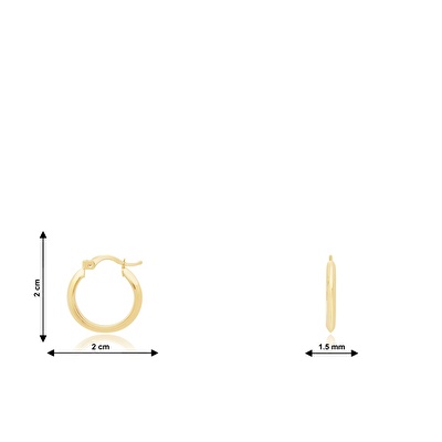 14 Ayar Sarı Altın Halka Küpe