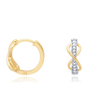 14 Ayar Sarı Altın Taşlı Sonsuzluk Küpe