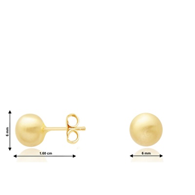 14 Ayar Sarı Altın Top Küpe