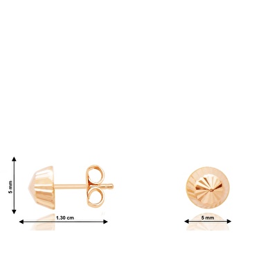 14 Ayar Rose Altın Top Küpe