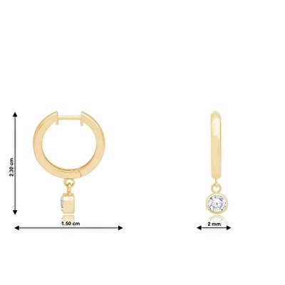 14 Ayar Sarı Altın Sallantılı Taşlı Küpe