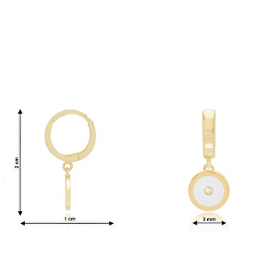 14 Ayar Sarı Altın Beyaz Sallantılı Mineli Küpe