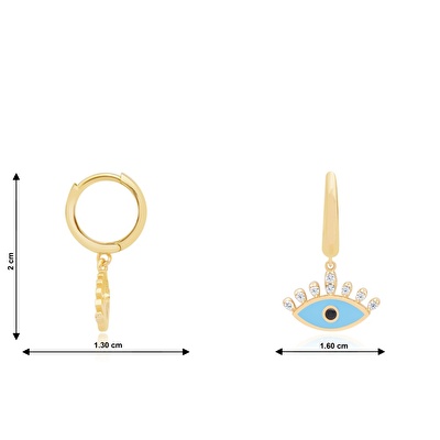 14 Ayar Sarı Altın Sallantılı Göz Küpe