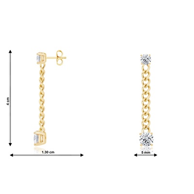 14 Ayar Sarı Altın Sallantılı Zincir Küpe