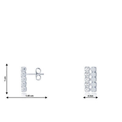 14 Ayar Beyaz Altın Taşlı Küpe