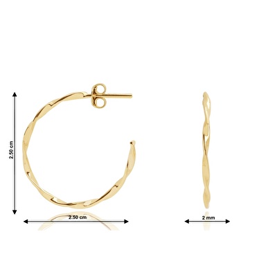 14 Ayar Sarı Altın Burgu Halka Küpe