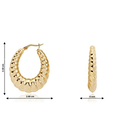 14 Ayar Sarı Altın Burgu Halka Küpe