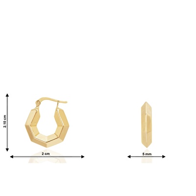 14 Ayar Sarı Altın Halka Küpe