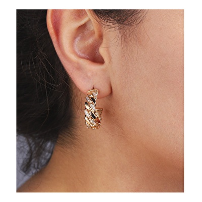 14 Ayar Sarı Altın Halka Gurmet Küpe