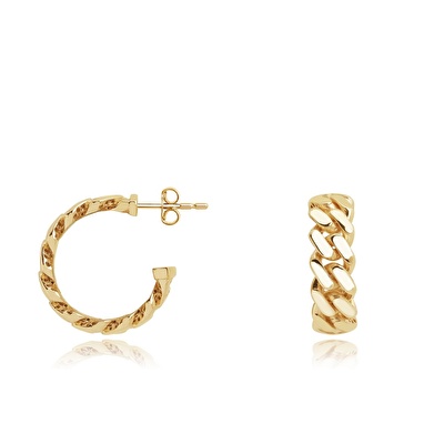 14 Ayar Sarı Altın Gurmet Halka Küpe