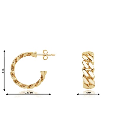 14 Ayar Sarı Altın Gurmet Halka Küpe