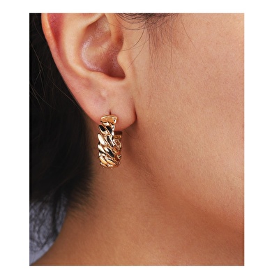 14 Ayar Sarı Altın Gurmet Halka Küpe