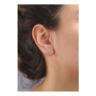 14 Ayar Mor Mineli Minimal Küpe