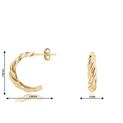 14 Ayar Sarı Altın Halka Küpe