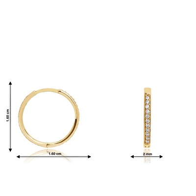 14 Ayar Sarı Altın Taşlı Halka Küpe
