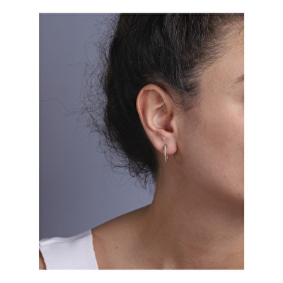 14 Ayar Sarı Altın Taşlı Halka Küpe