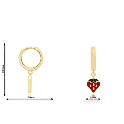 14 Ayar Sarı Altın Sallantılı Çilek Küpe