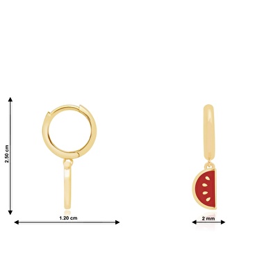 14 Ayar Sarı Altın Karpuz Meyve Figürlü Küpe