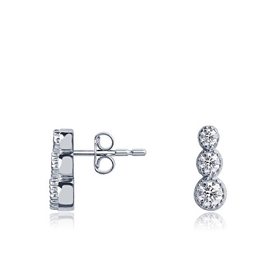 14 Ayar Beyaz Altın Taşlı Küpe