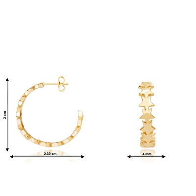 14 Ayar Sarı Altın Yıldız Figürlü Küpe