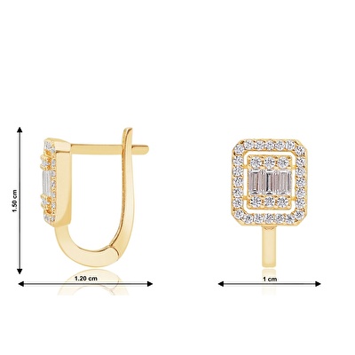 14 Ayar Sarı Altın Baget Küpe