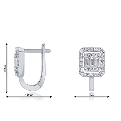 14 Ayar Beyaz Altın Baget Küpe