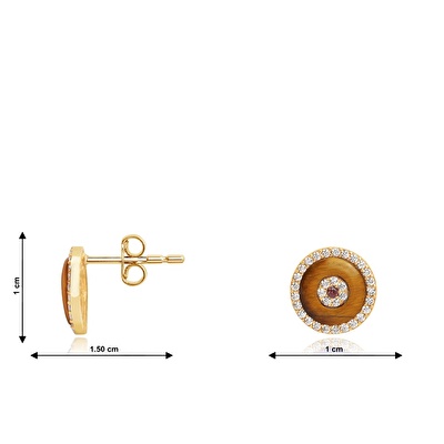14 Ayar Sarı Altın Göz Figürlü Küpe