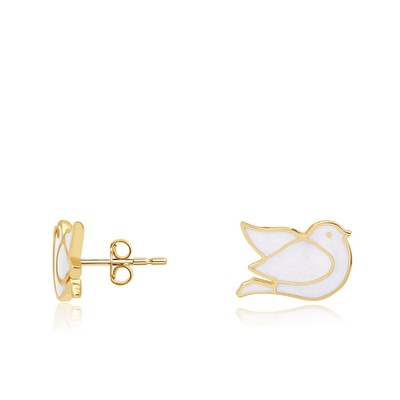 14 Ayar Sarı Altın Güvercin Küpe