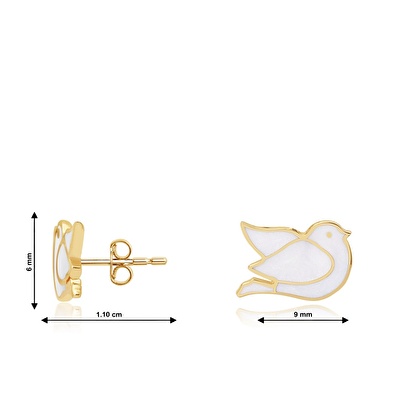14 Ayar Sarı Altın Güvercin Küpe