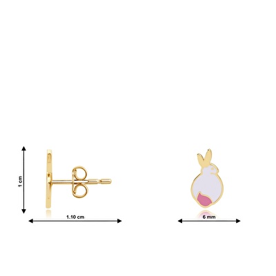 14 Ayar Sarı Altın Tavşan Küpe