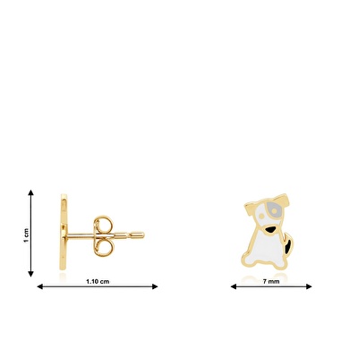 14 Ayar Sarı Altın Köpek Küpe