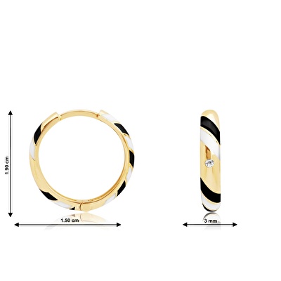 14 Ayar Sarı Altın Beyaz Mineli Halka Küpe