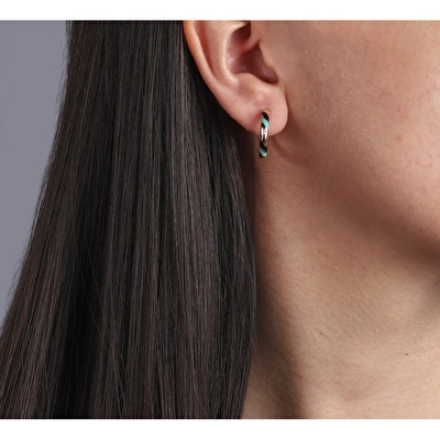 14 Ayar Sarı Altın Yeşil Mineli Halka Küpe